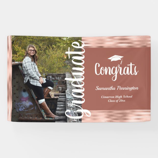 Klasse 2020 Foto Graduation Party Pink Banner (Horizontal)