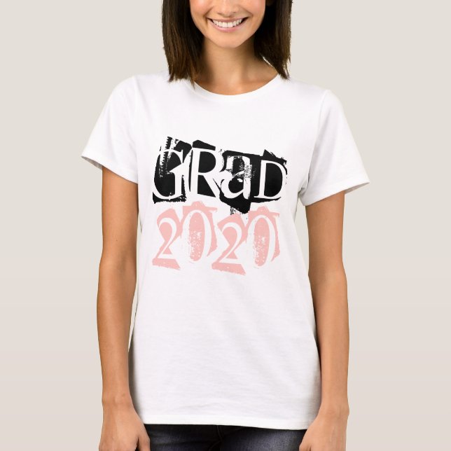 Klasse 2020 grad blush typografie Abschluss T-Shirt (Vorderseite)