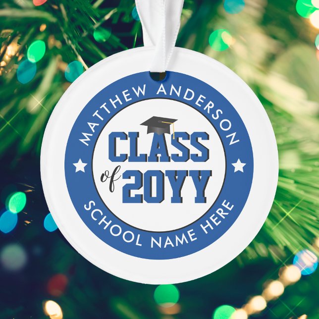 Klasse 2021 Elegant Blue Graduate Abschluss Ornament (Von Creator hochgeladen)