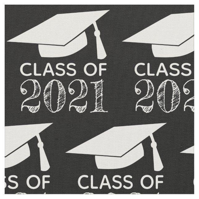 Klasse 2021 Graduation Cap Black Stoff (Nahaufnahme)