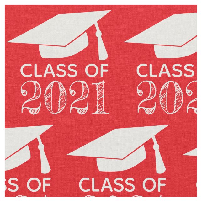 Klasse 2021: Graduation Cap Red oder Choose Color Stoff (Nahaufnahme)