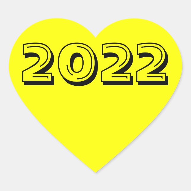 Klasse 2022 Gelbe Herzsticker von Janz Herz-Aufkleber (Vorderseite)