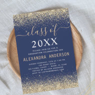 Klasse 2022 Graduation Party Gold Navy Blue Einladung