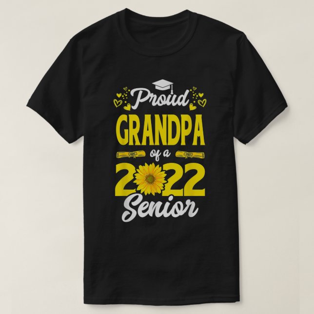 Klasse 2022 Herz-Sonnenblumen-Proud-Grandpa von 2 T-Shirt (Design vorne)