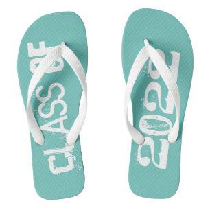 Klasse 2022 Senior Graduate Aquamarin White Flip Flops