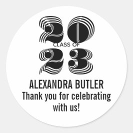 Klasse 2023 Black Danke Gastgeschenk Abschluss Runder Aufkleber