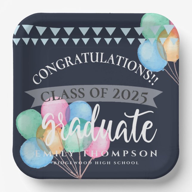 Klasse 2023 Celebration Ballon Graduation Party Pappteller (Vorderseite)