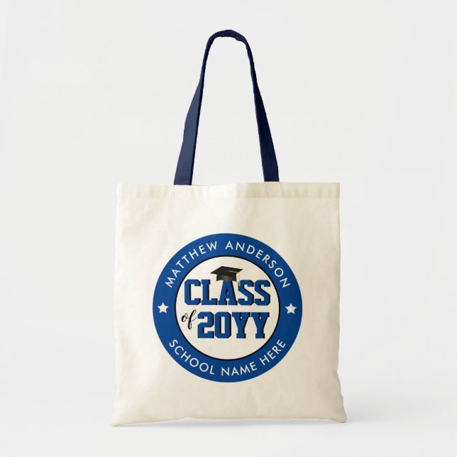Klasse 2023 Elegant Blue Graduate Abschluss Tragetasche (Vorne)