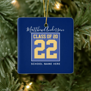 Klasse 2023 Elegant Royal Blue Gold Abschluss Keramikornament