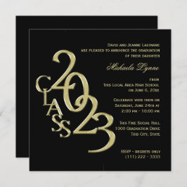 Klasse 2023 Elegantes Gold und Schwarz Einladung
