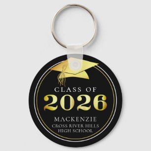 Klasse 2023 Elegantes Schwarz Gold Personalisiert Schlüsselanhänger