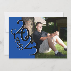 Klasse 2023 Foto Abschluss Blau und Schwarz Einladung
