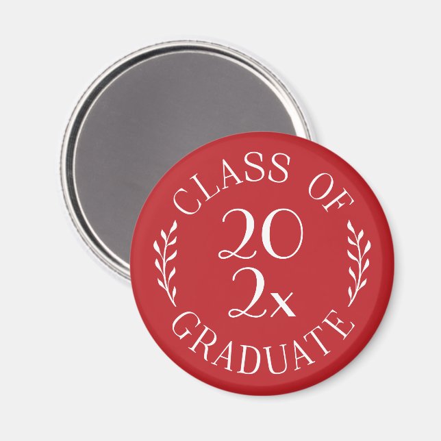 Klasse 2023 Graduate Chic Typografy Red Magnet (Vorderseite/Rückseite)