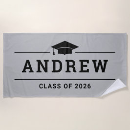 Klasse 2023 Grauer Personalisierter Graduate Name Strandtuch