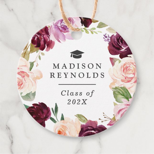 Klasse 2023 Lila Blumenstuhl-Abschluss Geschenkanhänger (Vorderseite)