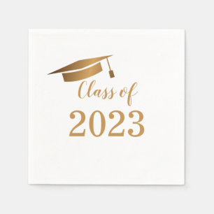 Klasse 2023 Moderner Gold Script-Abschluss Serviette