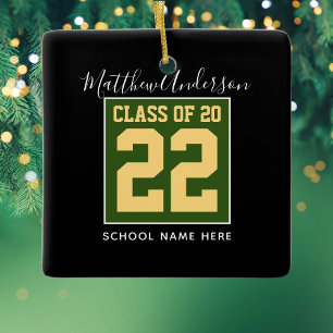 Klasse 2023 Moderner Green Black & Gold Abschluss Keramikornament