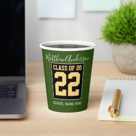 Klasse 2023 Moderner Green Black & Gold Abschluss Pappbecher