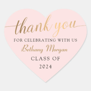 Klasse 2023 Pink Gold Graduation Party Vielen Dank Herz-Aufkleber