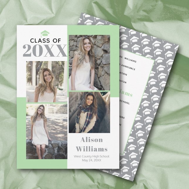 Klasse 2023: vier Foto, grauer Minze Abschluss Ankündigung (Von Creator hochgeladen)