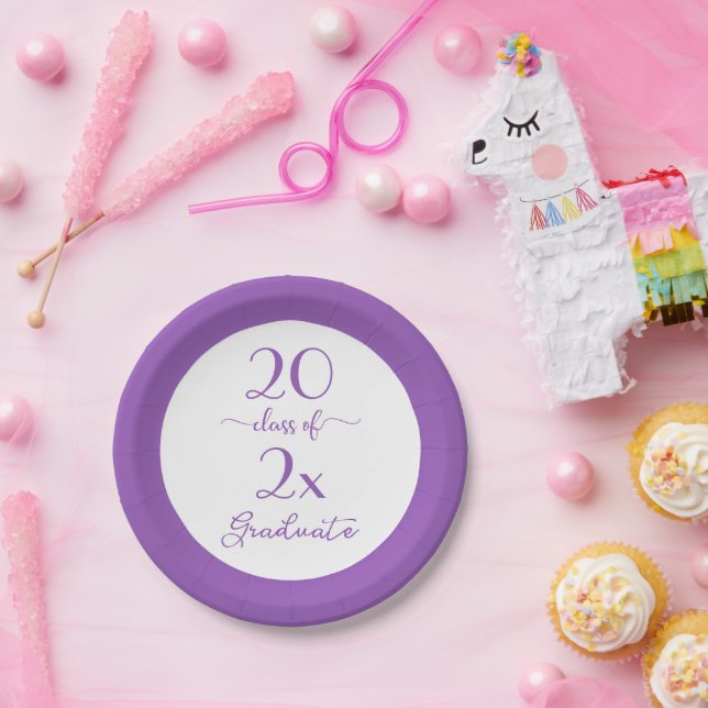 Klasse 2023 Violettypografie Pappteller (Party)