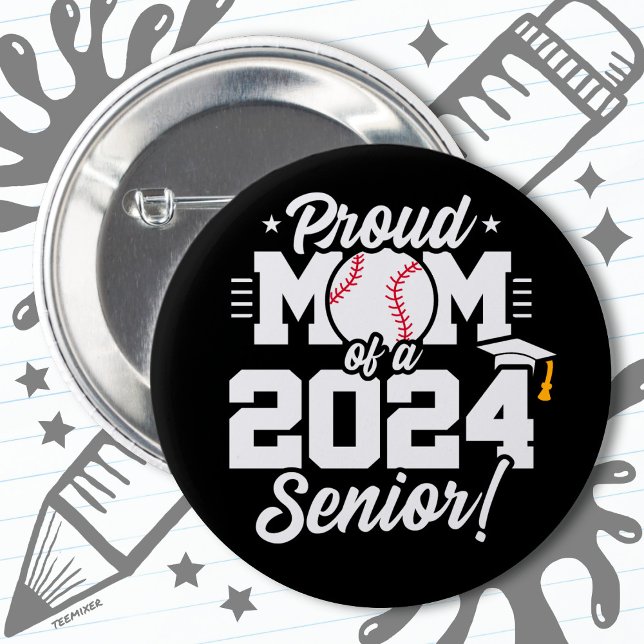 Klasse 2024 Abschluss Baseball Mama Senior 2024 Button (Von Creator hochgeladen)