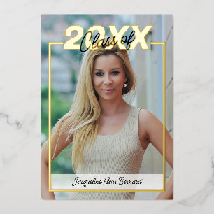 Klasse 2024 Abschluss Elegant Black & Gold Folieneinladung