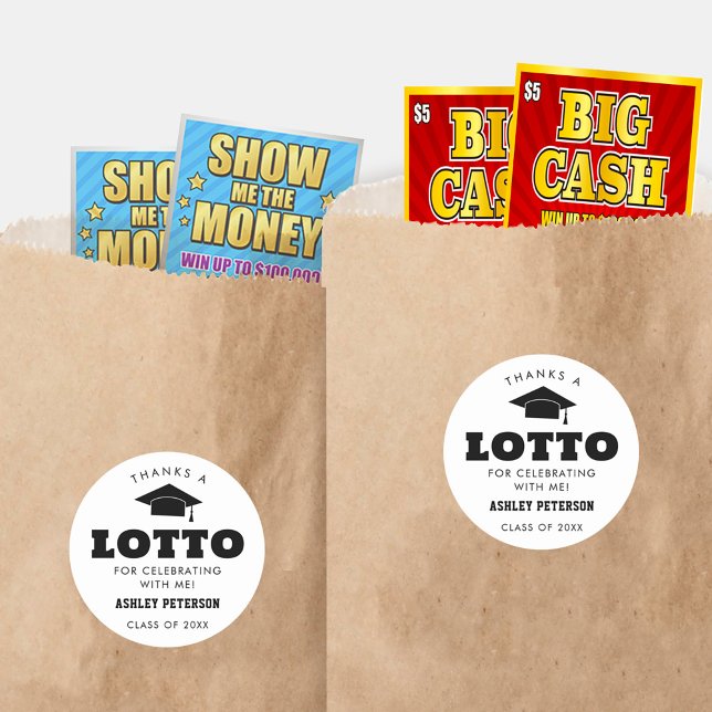 Klasse 2024 dank Lotto-Ticketfavors Runder Aufkleber (Von Creator hochgeladen)