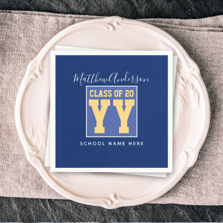 Klasse 2024 Elegant Royal Blue & Gold Abschluss Serviette