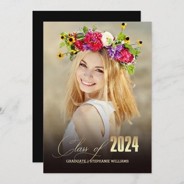 Klasse 2024 | Foto Graduation Party Einladung (Vorne/Hinten)