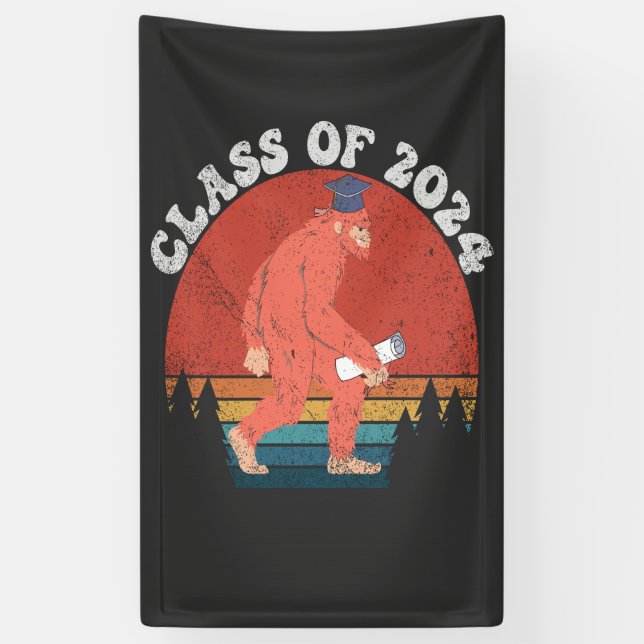 Klasse 2024 Funny Abschluss Bigfoot Retro Geschenk Banner (Vertikal)