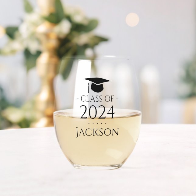 Klasse 2024 Grad Custom Weinglas Ohne Stiel (Insitu (Hochzeit))