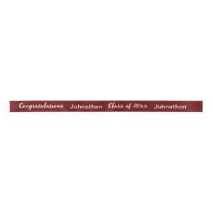 Klasse 2024 Graduate Name Dark Red White Script Satinband