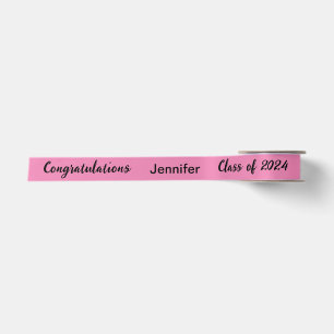 Klasse 2024 Graduate Name Rosa und Schwarzes Scrip Satinband