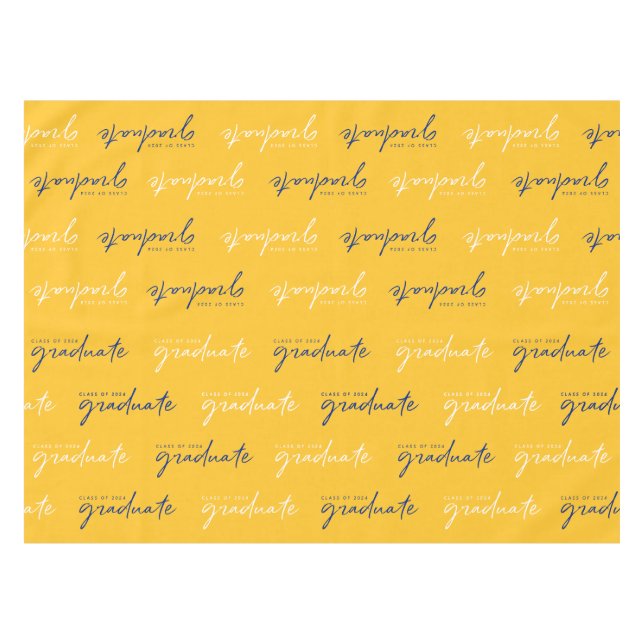 Klasse 2024 Graduate Yellow Blue White Tischdecke (Vorderseite (Horizontal))