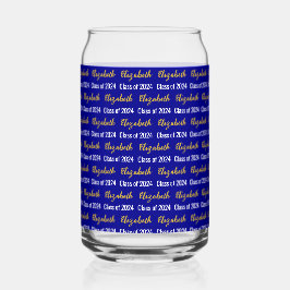 Klasse 2024 Graduate's Name Dark Blue White Gold Dosenglas