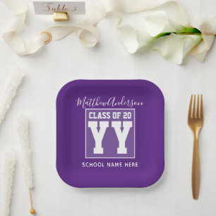 Klasse 2024 Modern Royal Purple Abschluss Pappteller