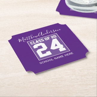 Klasse 2024 Moderne Royal Lila Graduation Party Untersetzer