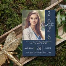 Klasse 2024 Navy Blue Custom Foto Abschluss
