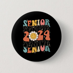 Klasse 2024 Retro Groovy Senioren Gra Button
