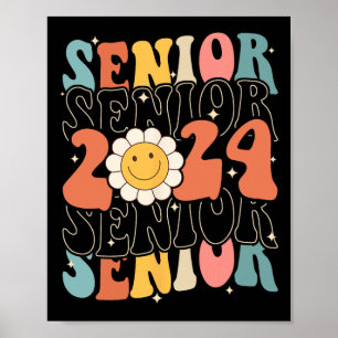 Klasse 2024 Retro Groovy Senioren Gra Poster