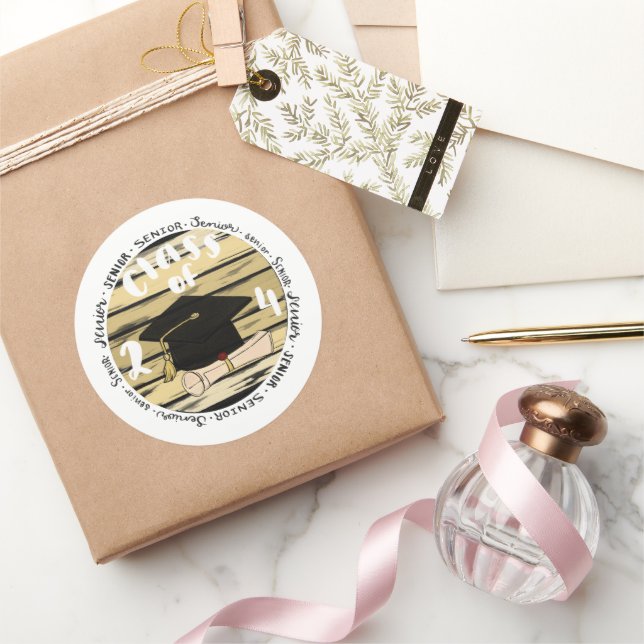 Klasse 2024 runder aufkleber (Schenken)