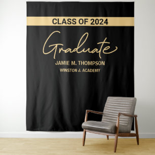 Klasse 2024 Schwarz-Gelb-Abschluss Wandteppich