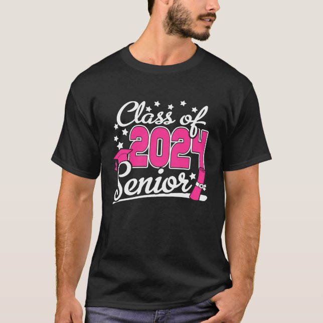 Klasse 2024 Senior 24 Girls Women Funny Graduati T-Shirt (Vorderseite)