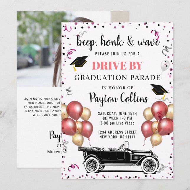 Klasse 2024: TREIBEN NACH FOTO-Absolventen Einladung (Vorne/Hinten)