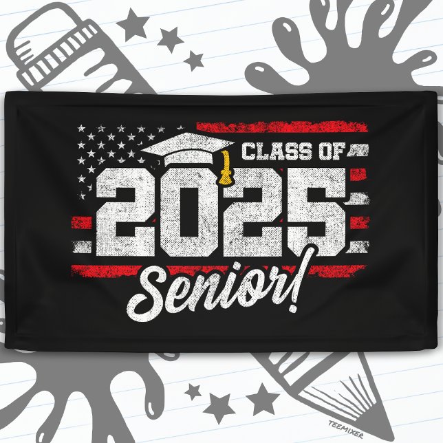 Klasse 2025 Abschluss American Flag Senior 2025 Banner (Von Creator hochgeladen)