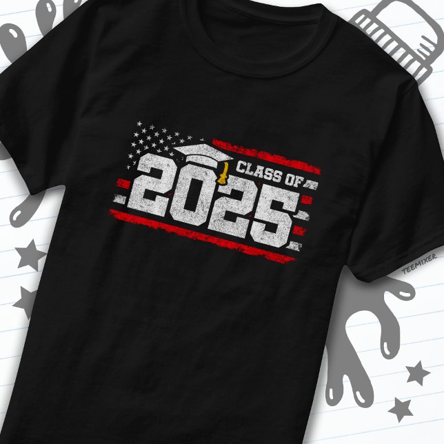 Klasse 2025 Abschluss American Flag Senior 2025 T-Shirt (Von Creator hochgeladen)