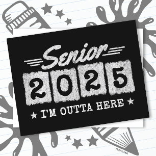 Klasse 2025 Abschluss Retro Vintag Senior 2025 Postkarte