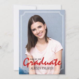 Klasse 2025 Absolvent einfache Rot handschriftlich Einladung