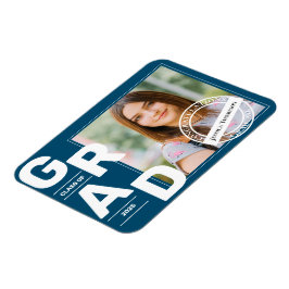 Klasse 2025 Blue Bold Schriftart Foto Abschluss Magnet